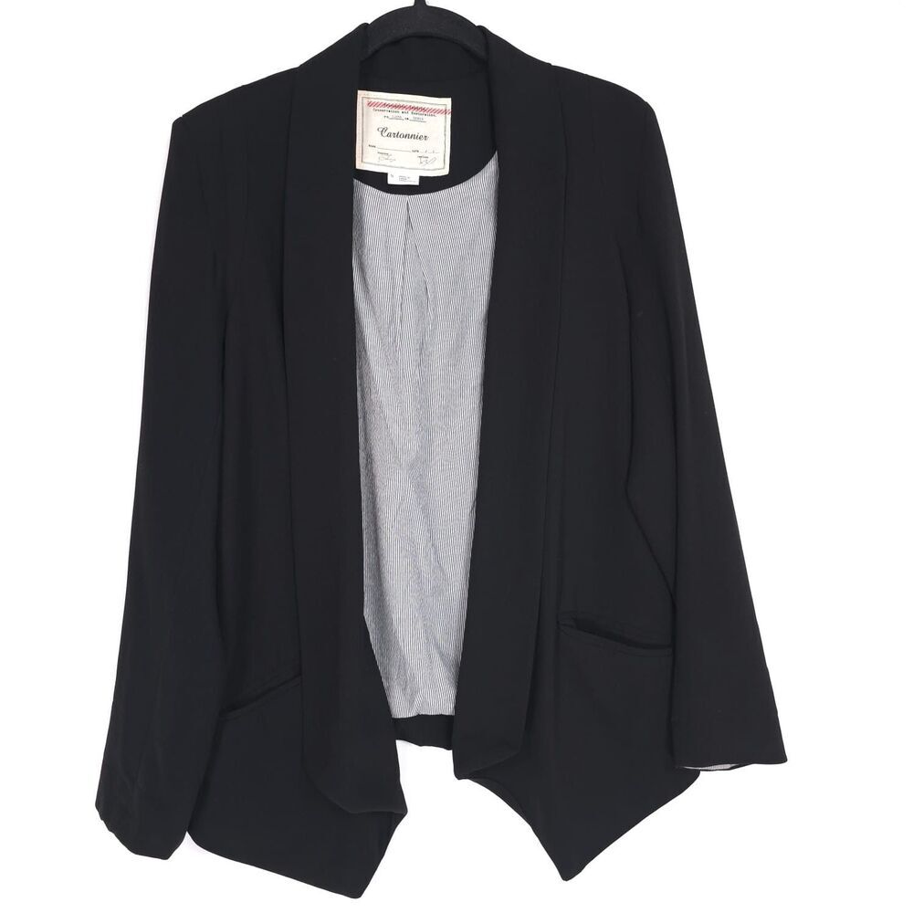 Anthropologie Cartonnier SMALL Cornerstone Director Open Front Blazer Black Coat